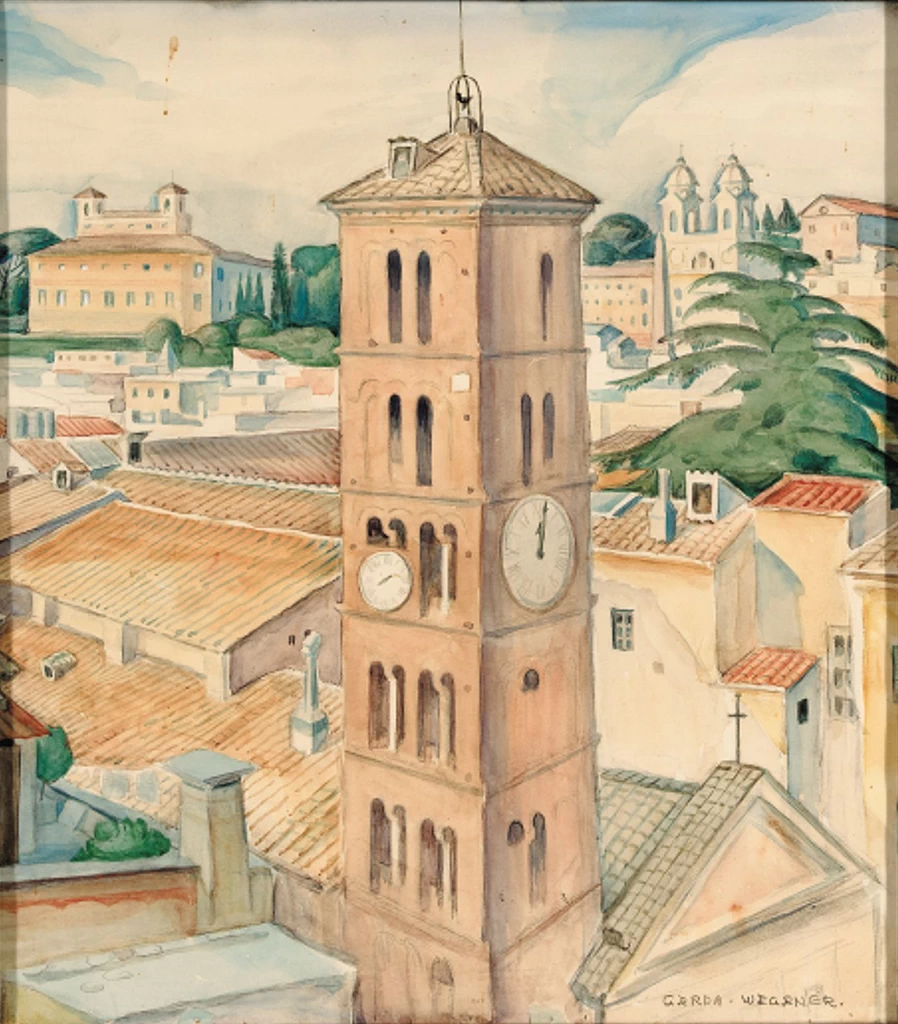 Roma con vista verso la chiesa Trinitati Dei Monti